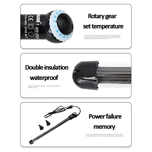 J&Z Diccionario De Barra De Calentamiento De Acuario con Termostato Electrónico, Calefacción Mini-Acuario, Diseño Delgado, Tanque De 3 A 10 Galones,50W