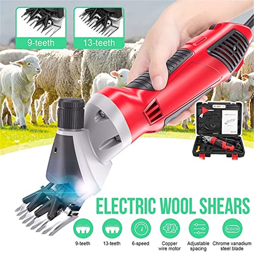 JZFGJ Esquiladora Eléctrica Profesional Ara Oveja Cortadoras de Ovejas de 6 Velocidades Máquina Esquiladora de Animales Tijeras de Aseo para Ganado Ovino Usadas,13 Tooth,Straight Blade