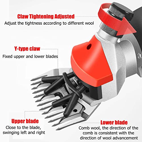 JZFGJ Esquiladora Eléctrica Profesional Ara Oveja Tijeras de Oveja para Ganado Máquina de Esquila de Cabra para Esquila de Pelo de Oveja Cabra y Animal,13 Tooth,Curved Blade