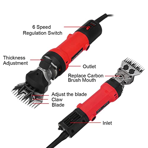 JZFGJ Esquiladora Eléctrica Profesional Ara Oveja Tijeras de Oveja para Ganado Máquina de Esquila de Cabra para Esquila de Pelo de Oveja Cabra y Animal,13 Tooth,Curved Blade