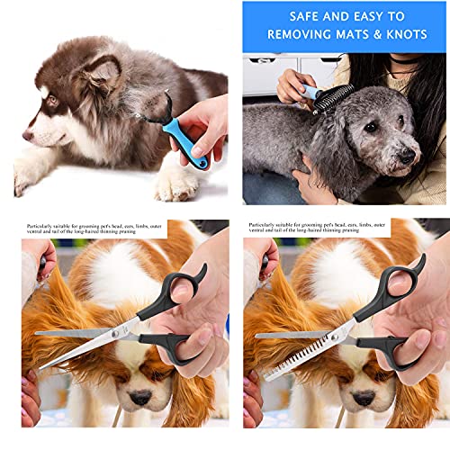 KAIYZP Peine para Perro, Peine para Gatos, rastrillo de Aseo para Eliminar el Pelo no Deseado y desenredar los Nudos, Reduce la caída del Cabello en un 90% (coloque Dos Tijeras) (Pet Knot Comb)