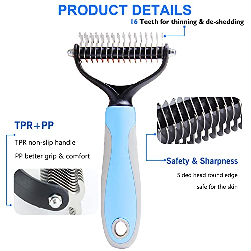 KAIYZP Peine para Perro, Peine para Gatos, rastrillo de Aseo para Eliminar el Pelo no Deseado y desenredar los Nudos, Reduce la caída del Cabello en un 90% (coloque Dos Tijeras) (Pet Knot Comb)
