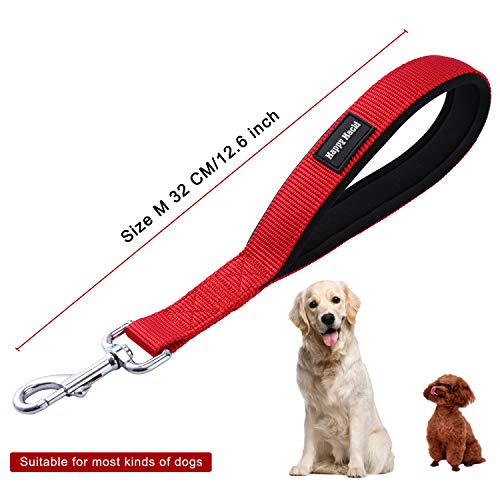 Kaka mall Correa de Perro Corta Grandes Medianos con Mango Suave Acolchado Antideslizante Nylon para Entrenamiento Caminar Viajar 32CM (Rojo,M)