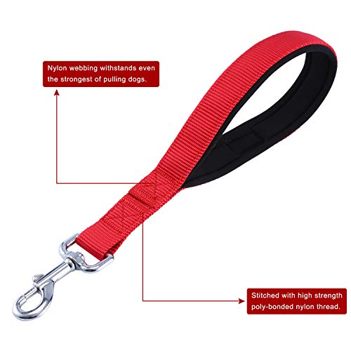Kaka mall Correa de Perro Corta Grandes Medianos con Mango Suave Acolchado Antideslizante Nylon para Entrenamiento Caminar Viajar 32CM (Rojo,M)