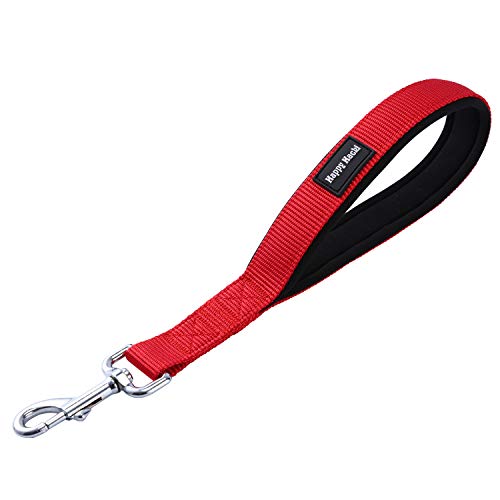 Kaka mall Correa de Perro Corta Grandes Medianos con Mango Suave Acolchado Antideslizante Nylon para Entrenamiento Caminar Viajar 32CM (Rojo,M)