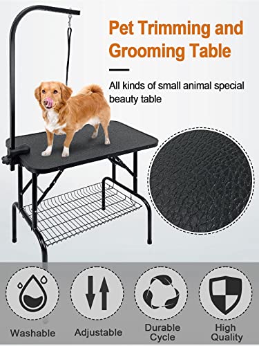 Kalolary 32inch Mesa de Peluqueria Canina Plegable, Mesa de Peluquería para Mascotas, Mesa Aseo Mascotas Mesa de Peluquería para Perros/Gatos(Negro)