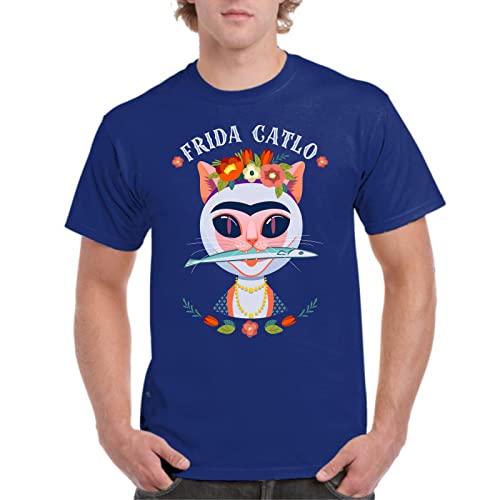 Kamefanatic Camiseta de Hombre Gato Felino Siames Mascota Divertido Frida Catlo 007 XXL