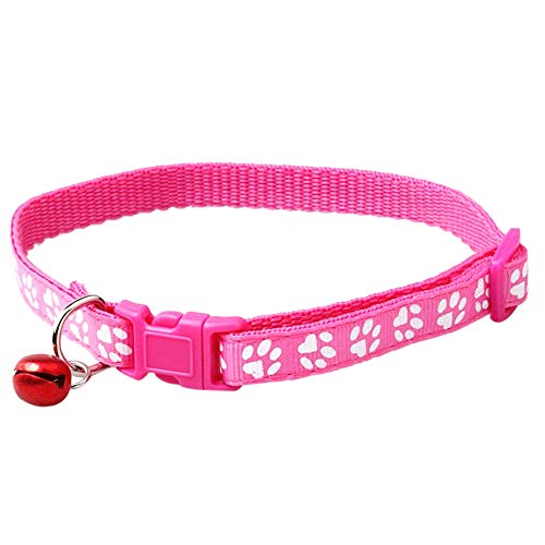 Kamenda – Juego de 2 collares de gato ajustables con campana, collar para animal de compañía con estampado de fantasía, collar extraíble de liberación rápida para gatos (rosa y negro)