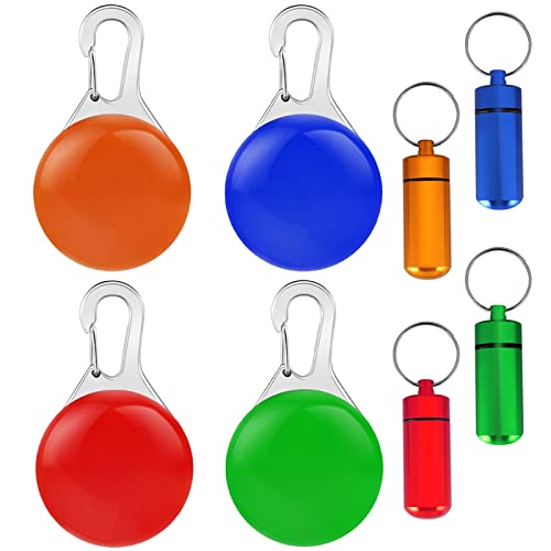 KAMEUN LED Perro, Luz Collar Luminoso Perro, 4 Luces de Colores Seguridad Luminoso Impermeable,4 Tubo de Etiqueta Perro Anti-perdido Gato Nombre Regalos para Mascotas por Caminar por la Noche Gato
