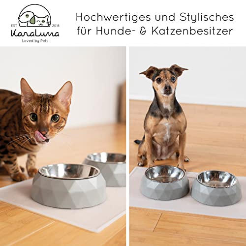 KaraLuna Juego de 2 comederos, 2 cuencos con 4 accesorios I 400 ml o 700 ml I Comedero para gatos y perros cachorros