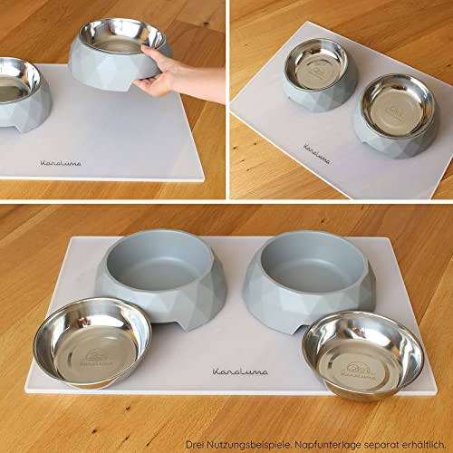 KaraLuna Juego de 2 comederos, 2 cuencos con 4 accesorios I 400 ml o 700 ml I Comedero para gatos y perros cachorros
