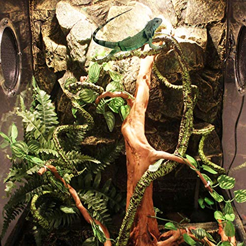 kathson Plantas de vid de reptiles, flexibles, para escalar en la selva, terrario, plantas de plástico, hojas de tanque de mascotas, serpientes, ranas de cangrejo ermitaño y más reptiles