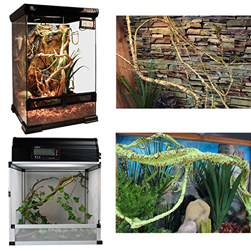 kathson Plantas de vid de reptiles, flexibles, para escalar en la selva, terrario, plantas de plástico, hojas de tanque de mascotas, serpientes, ranas de cangrejo ermitaño y más reptiles