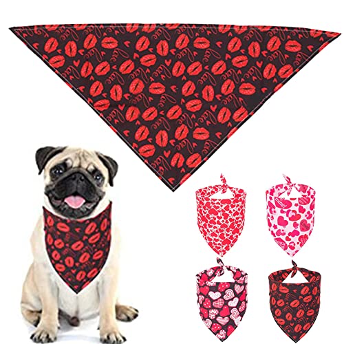 KeKeandYaoYao Decoración de boda, 2 unidades de bandana para perro, patrón de amor, corazón, decorativo, poliéster, cachorro, triángulo, saliva, para cumpleaños, boda, fiesta, decoración, B