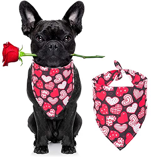 KeKeandYaoYao Decoración de boda, 2 unidades de bandana para perro, patrón de amor, corazón, decorativo, poliéster, cachorro, triángulo, saliva, para cumpleaños, boda, fiesta, decoración, B