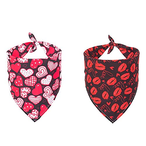 KeKeandYaoYao Decoración de boda, 2 unidades de bandana para perro, patrón de amor, corazón, decorativo, poliéster, cachorro, triángulo, saliva, para cumpleaños, boda, fiesta, decoración, B