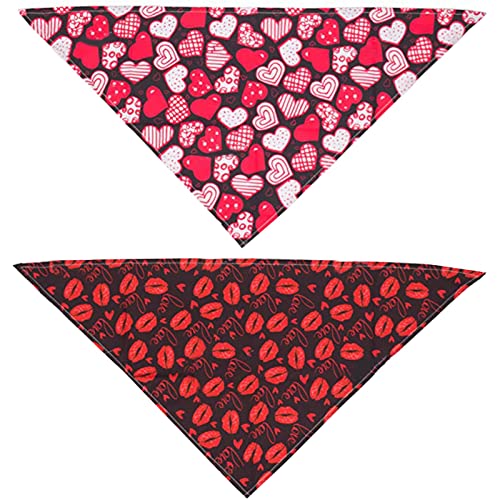 KeKeandYaoYao Decoración de boda, 2 unidades de bandana para perro, patrón de amor, corazón, decorativo, poliéster, cachorro, triángulo, saliva, para cumpleaños, boda, fiesta, decoración, B