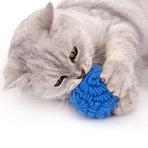 Kelong Cat Bolas de juguete, lana para arañar peludas, peludo, gato juguete de bola de gato, juguetes interactivos para gatos, juguete para aliviar el estrés de mascotas (SET)