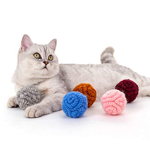 Kelong Cat Bolas de juguete, lana para arañar peludas, peludo, gato juguete de bola de gato, juguetes interactivos para gatos, juguete para aliviar el estrés de mascotas (SET)