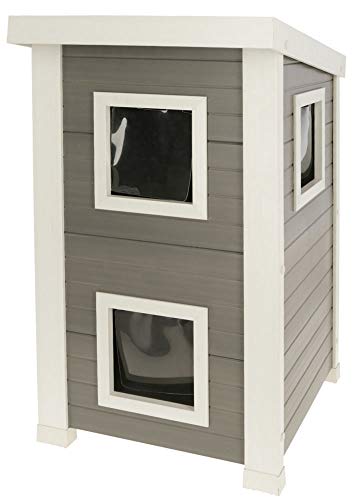 Kerbl 81613 ECO Emila - Caseta para gatos (impermeable, ecológica, 2 pisos, 3 puertas)