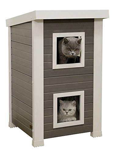 Kerbl 81613 ECO Emila - Caseta para gatos (impermeable, ecológica, 2 pisos, 3 puertas)