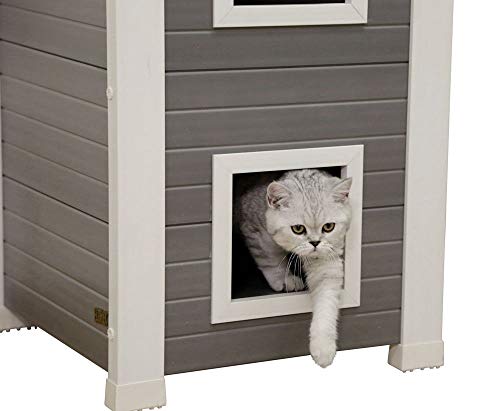 Kerbl 81613 ECO Emila - Caseta para gatos (impermeable, ecológica, 2 pisos, 3 puertas)