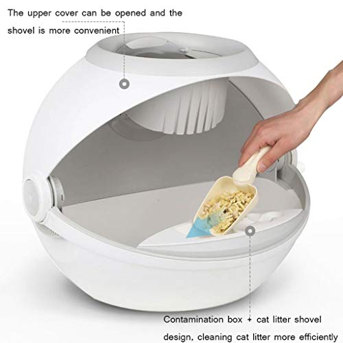 kerryshop arenero Gatos Caja de Arena esférica Caja de Arena automática for Inodoro súper Grande for Gatos Completamente Cerrada Tres Colores Opcionales Cajas de Arena (Color : Gray)