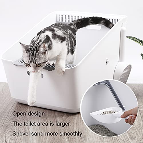 kerryshop Inodoro para Mascotas Caja eléctrica Anti-Splash Gato/Caja de Arena con Cucharada de Arena de Gato Caja de Arena semicerrada Grande semicerrada, Blanco Aseo de Cachorros