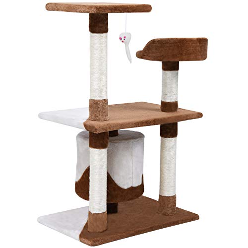 KExing Árboles para Gatos Sisal Plush Medio Alto 95 cm Marrón & Beige