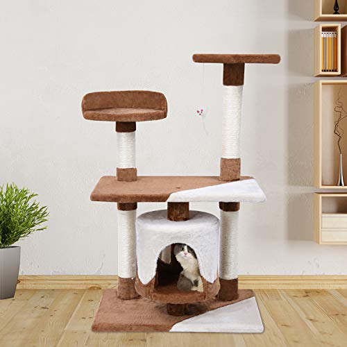 KExing Árboles para Gatos Sisal Plush Medio Alto 95 cm Marrón & Beige