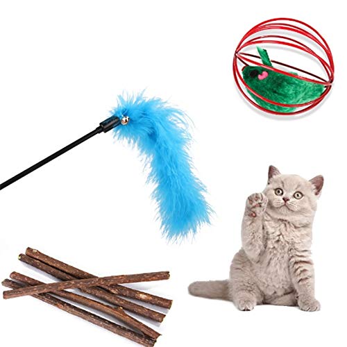KGCA Práctico 28 Piezas Juguete Gatos, Gatito, Túnel Gato, Gato, Menta, Pez, Pluma, Burlas, Pez, Ratón Esponjoso, Ratón, Boy Campana, Juguete Ca