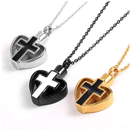 KHUY Memorial Urna Colgante Cenizas Huella de Mascota - Reloj de Arena - Luna Gato - Virgen Milagrosa Collar Acero Inoxidable para Mujeres Hombres (Color : A)
