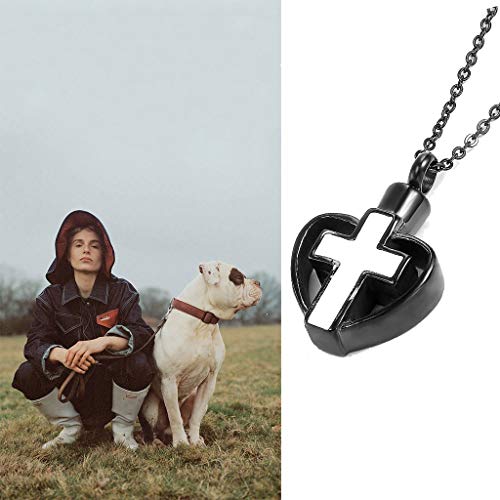 KHUY Memorial Urna Colgante Cenizas Huella de Mascota - Reloj de Arena - Luna Gato - Virgen Milagrosa Collar Acero Inoxidable para Mujeres Hombres (Color : A)