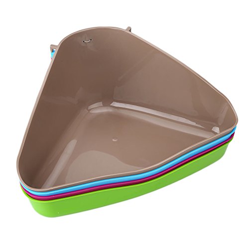 Kicode PC 1 Aseo de Esquina de Mascotas Camada de orina Bandeja de Caja para Gato Ratón Rata Conejo Hámster Animal pequeño plástico Color Aleatorio