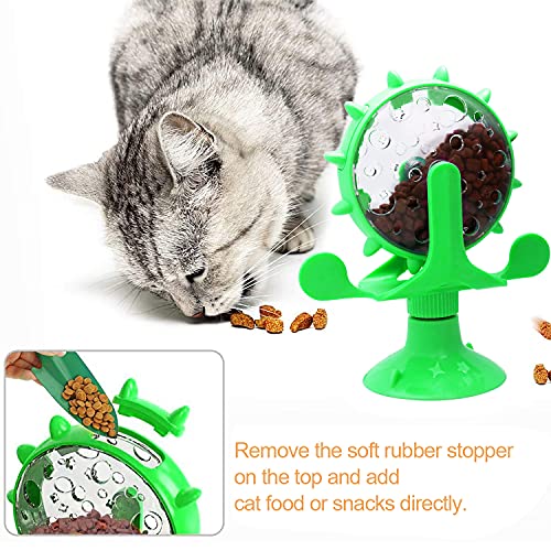 KINGLEAD Juguetes para Gatos de Molino de Viento Juguete Gato Giratorio，Juguete Dispensador de Alimentos para Gatos，Juguete Interactivo para Gatos，Divertido Juguete De Molino De Viento para Gatitos