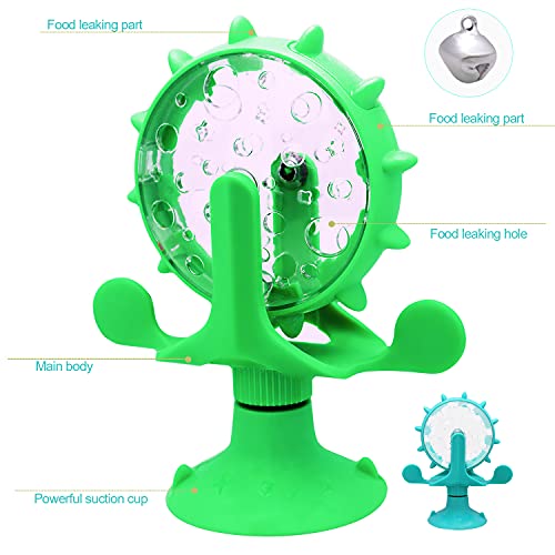 KINGLEAD Juguetes para Gatos de Molino de Viento Juguete Gato Giratorio，Juguete Dispensador de Alimentos para Gatos，Juguete Interactivo para Gatos，Divertido Juguete De Molino De Viento para Gatitos