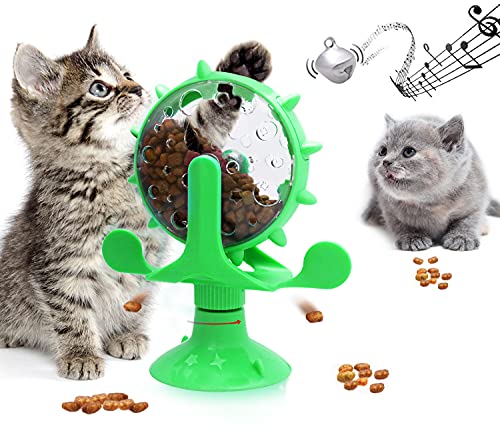 KINGLEAD Juguetes para Gatos de Molino de Viento Juguete Gato Giratorio，Juguete Dispensador de Alimentos para Gatos，Juguete Interactivo para Gatos，Divertido Juguete De Molino De Viento para Gatitos