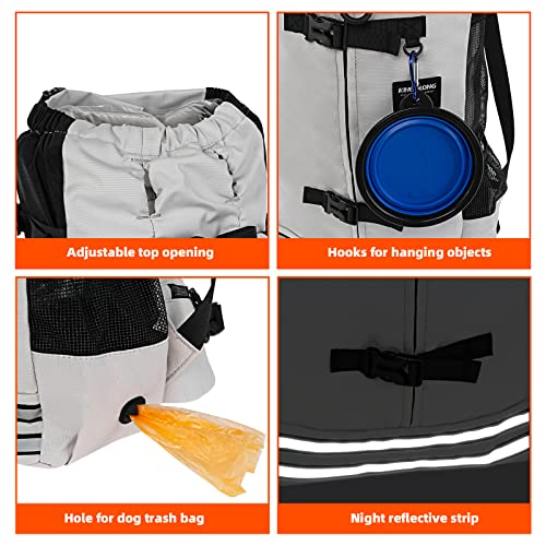 KINGSLONG Mochila para Perros para Llevar Mascotas,Mochila Ajustable para Mascotas,Perros Bolsa de Viaje Malla Transpirable Suministros para Mascotas por Caminar Acampar - Gris L