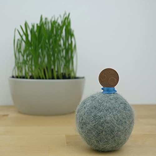 Kira Gates Juego de juguetes para gatos natural | pelota de juguete de auténtica lana de fieltro con compartimento de aroma | menta gatera y juguete baleriano en uno
