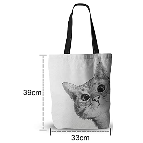 Kitty Cat Meow Hello Sketch - Bolsa de mano para dibujo, color blanco y negro