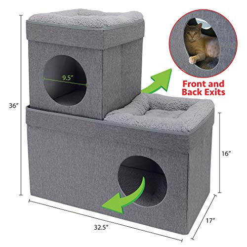 Kitty City - Cama grande para gatos apilable para gatos, cama lavable, casa de gato/casa para gatos en interiores
