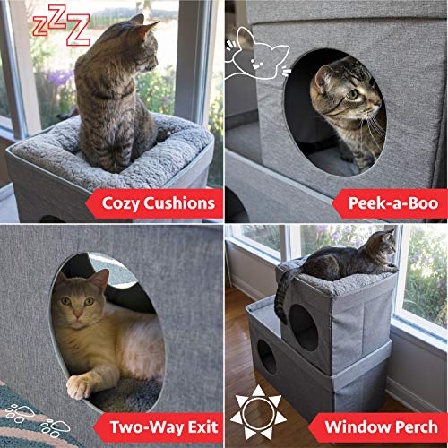 Kitty City - Cama grande para gatos apilable para gatos, cama lavable, casa de gato/casa para gatos en interiores