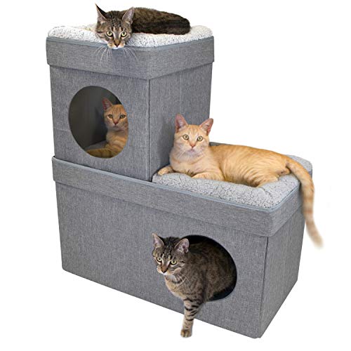Kitty City - Cama grande para gatos apilable para gatos, cama lavable, casa de gato/casa para gatos en interiores