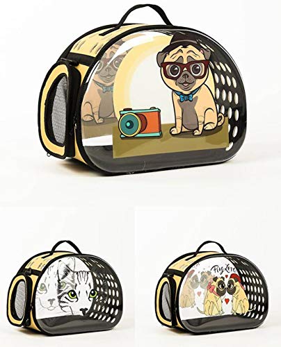 KJDS Maleta para mascotas con diseño de gato transparente de dibujos animados 3D, bolsa transparente para gatos y cachorros (amarillo1)