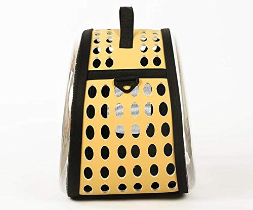KJDS Maleta para mascotas con diseño de gato transparente de dibujos animados 3D, bolsa transparente para gatos y cachorros (amarillo1)