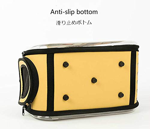 KJDS Maleta para mascotas con diseño de gato transparente de dibujos animados 3D, bolsa transparente para gatos y cachorros (amarillo1)