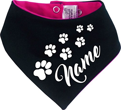 KLEINER FRATZ Pañuelo reversible multicolor para perros (rosa y azul marino, tamaño 4 – altura 45 – 52 cm) con el texto deseado