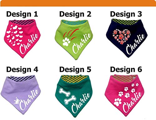 KLEINER FRATZ Pañuelo reversible multicolor para perros (rosa y azul marino, tamaño 4 – altura 45 – 52 cm) con el texto deseado