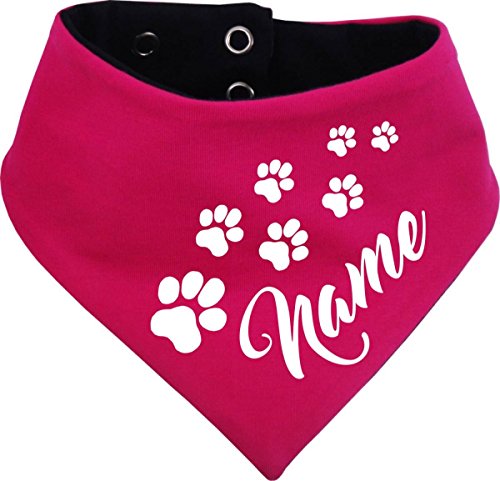 KLEINER FRATZ Pañuelo reversible multicolor para perros (rosa y azul marino, tamaño 4 – altura 45 – 52 cm) con el texto deseado