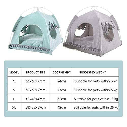 KLIEUWDBAARASRASJ Productos para Mascotas The Four Seasons Tipi General casa Cerrada para un Gato con Pisos Tienda para Gatos Mascota Accesorios para Perros pequeños Buenos Productos-Verde, M, China